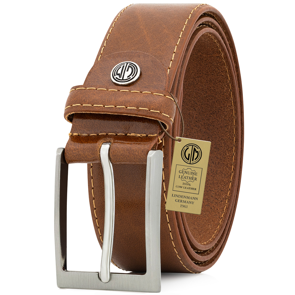 Zubehor, Gürtel, Leinwand, Handtasche, Riemen, LINDENMANN Ledergürtel Herren