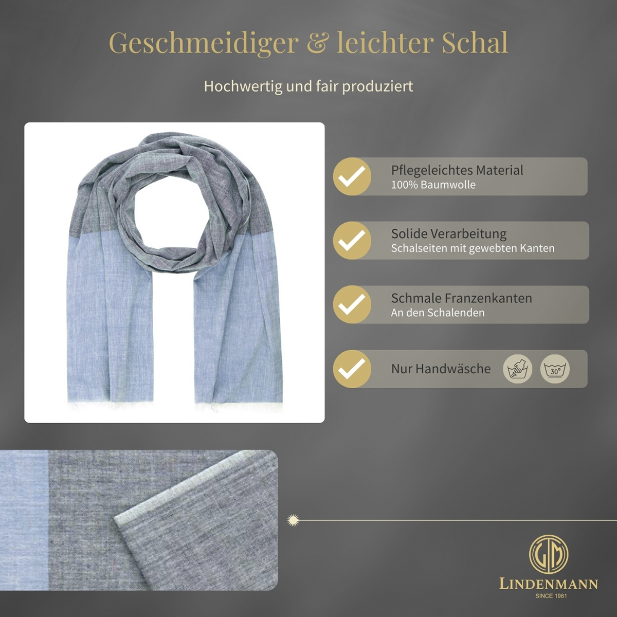 Herren Schal blau-grau