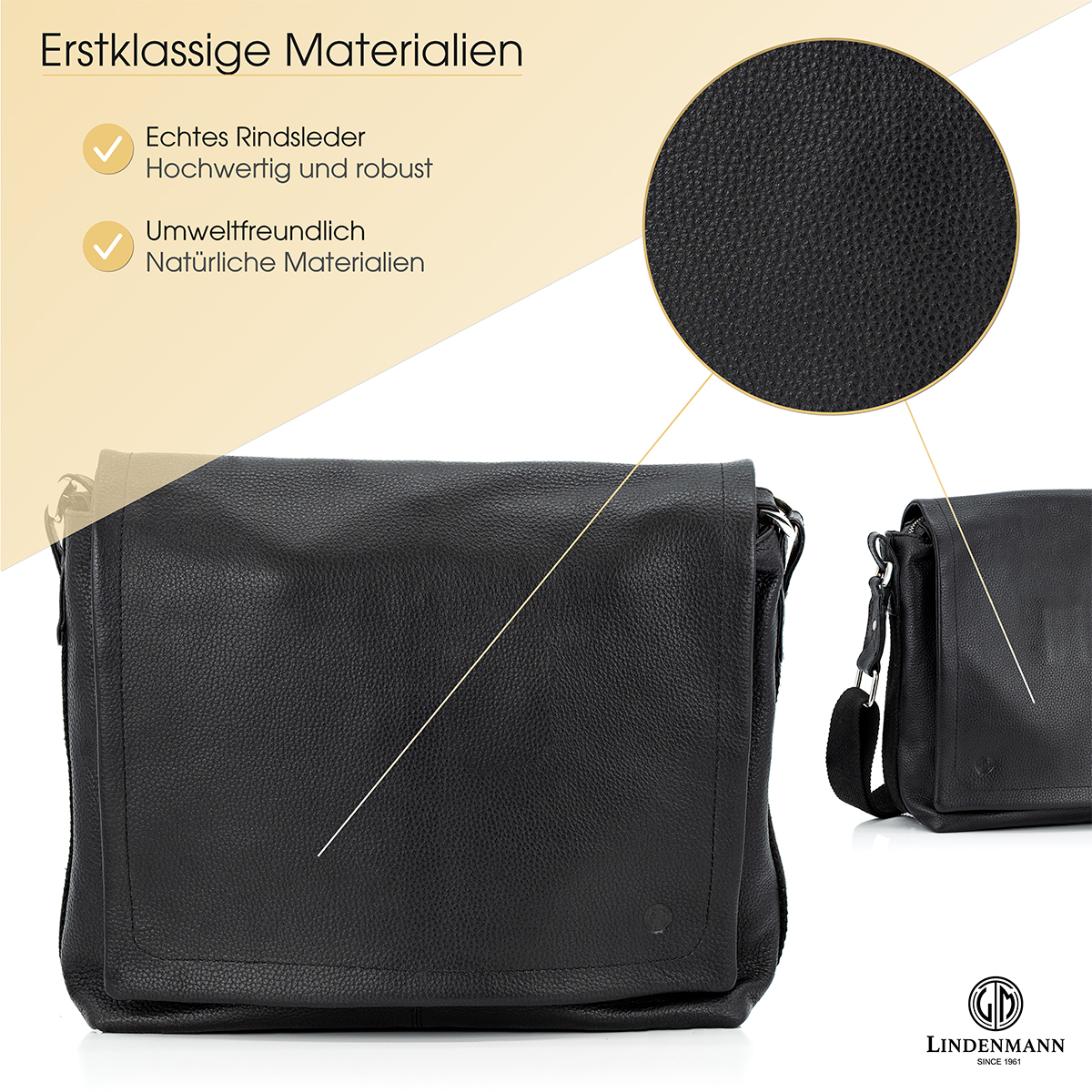 Lindenmann Ledertasche schwarz