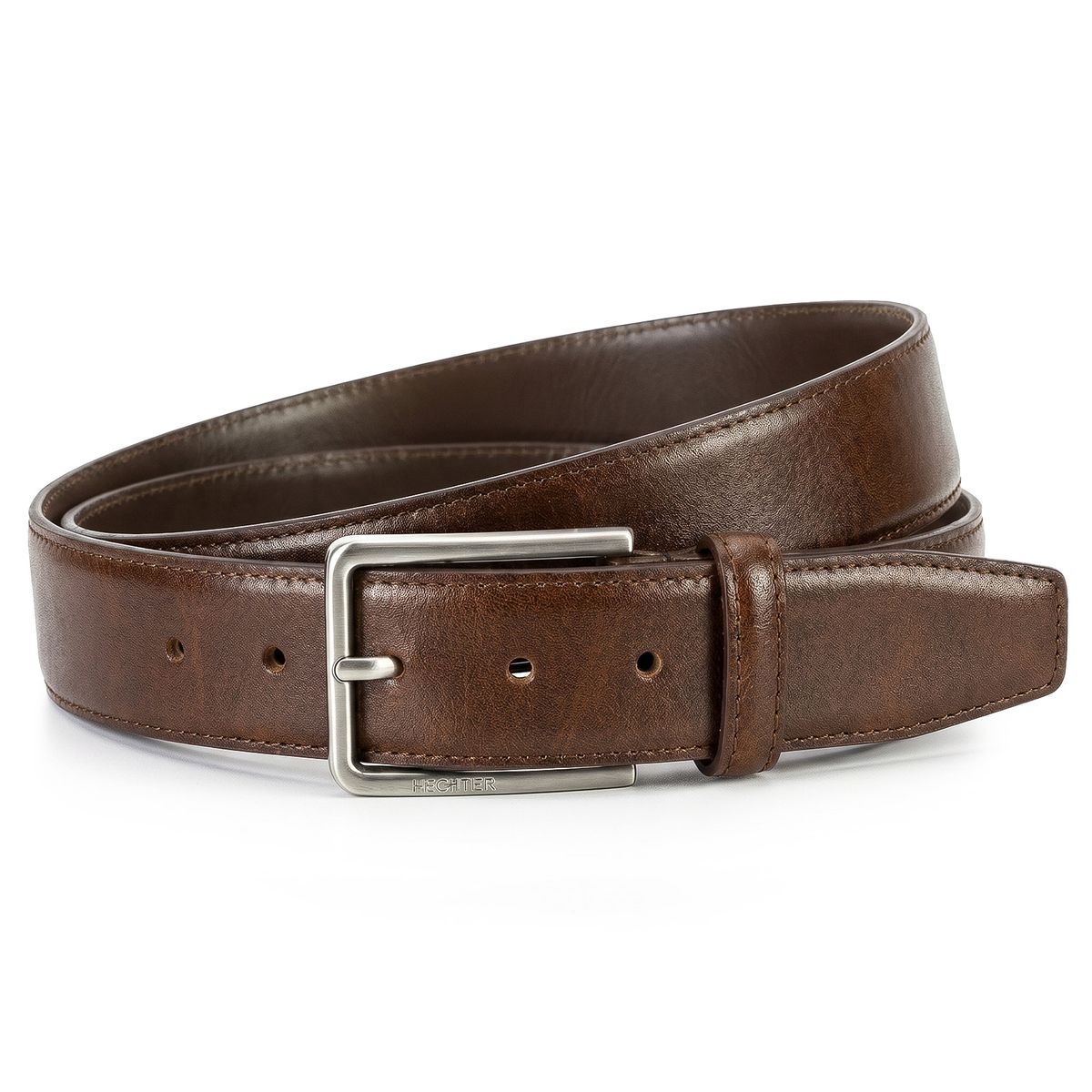 Gürtel, Leder, Braun, Gürtelschnalle, Riemen, HECHTER Paris Herren klassischer 100% Echtledergürtel mogano