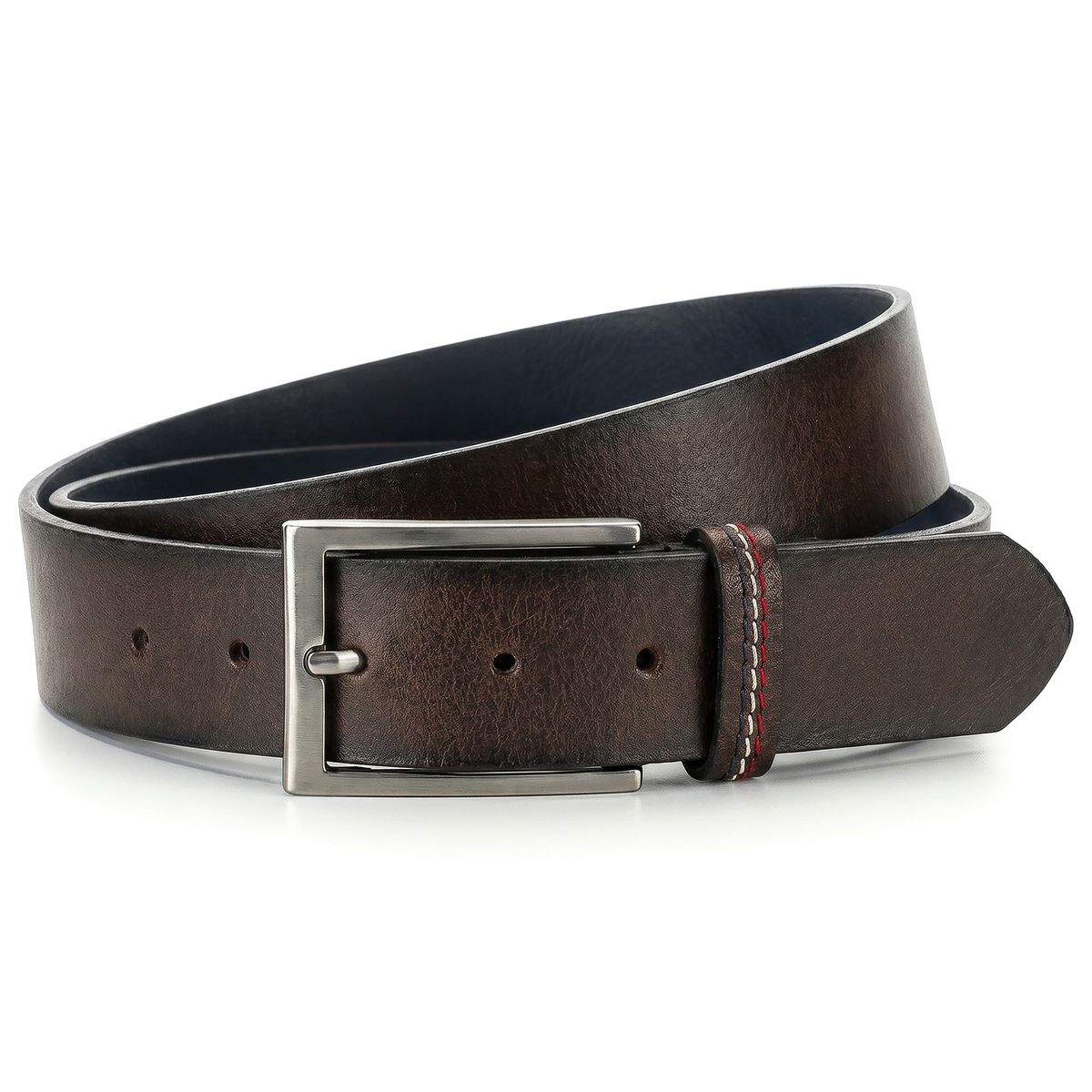 belt, leder, braun, silberner-schnalle, nahtung, HECHTER Paris Herren klassischer 100% Echtledergürtel dunkelbraun
