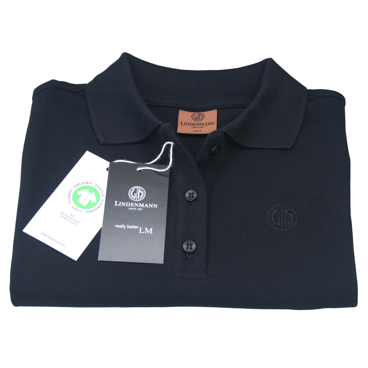 LINDENMANN Damen Poloshirt aus Bio-Baumwolle Schwarz LINDENMANN Poloshirt Bio-Baumwolle Damen Schwarz