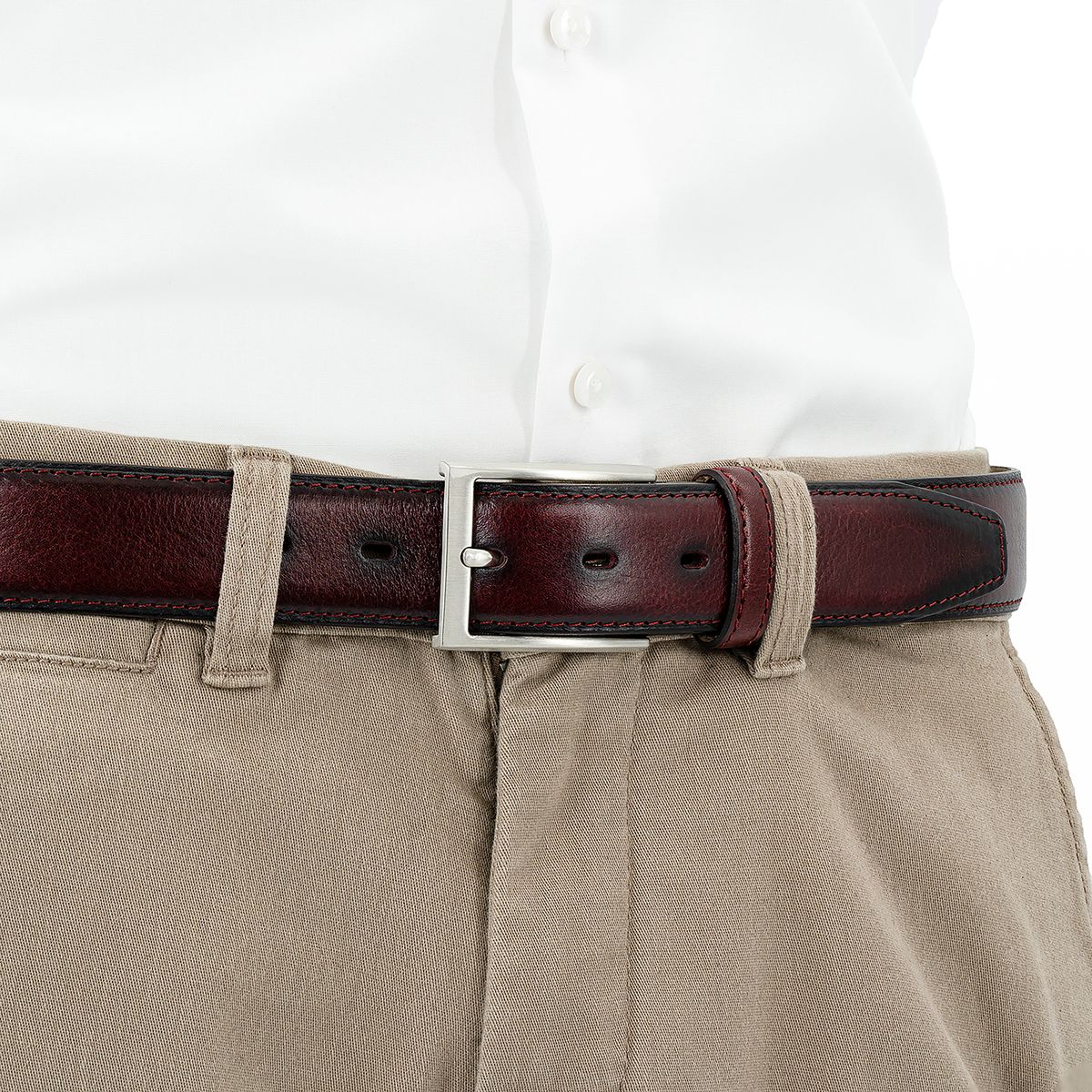 LINDENMANN Ledergürtel Herren Anzug rot