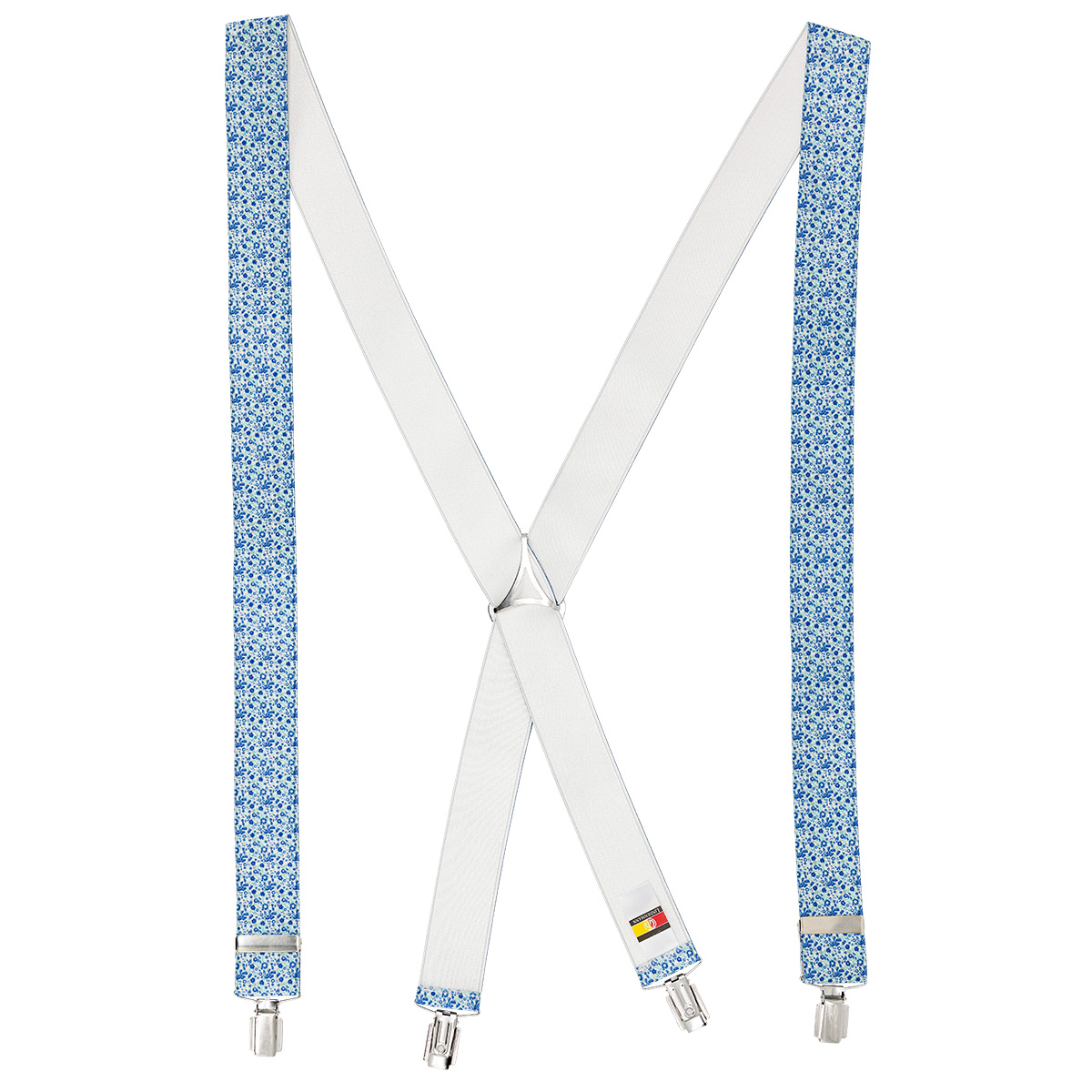 LINDENMANN Hosenträger Herren X-Form Blumenmuster blau