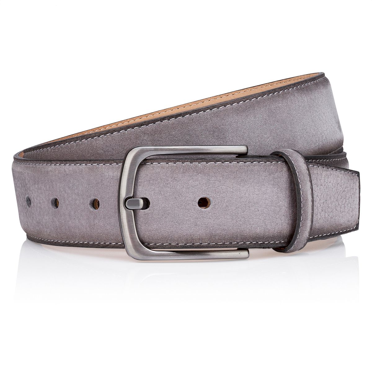 LINDENMANN Herren Ledergürtel Handmade grau