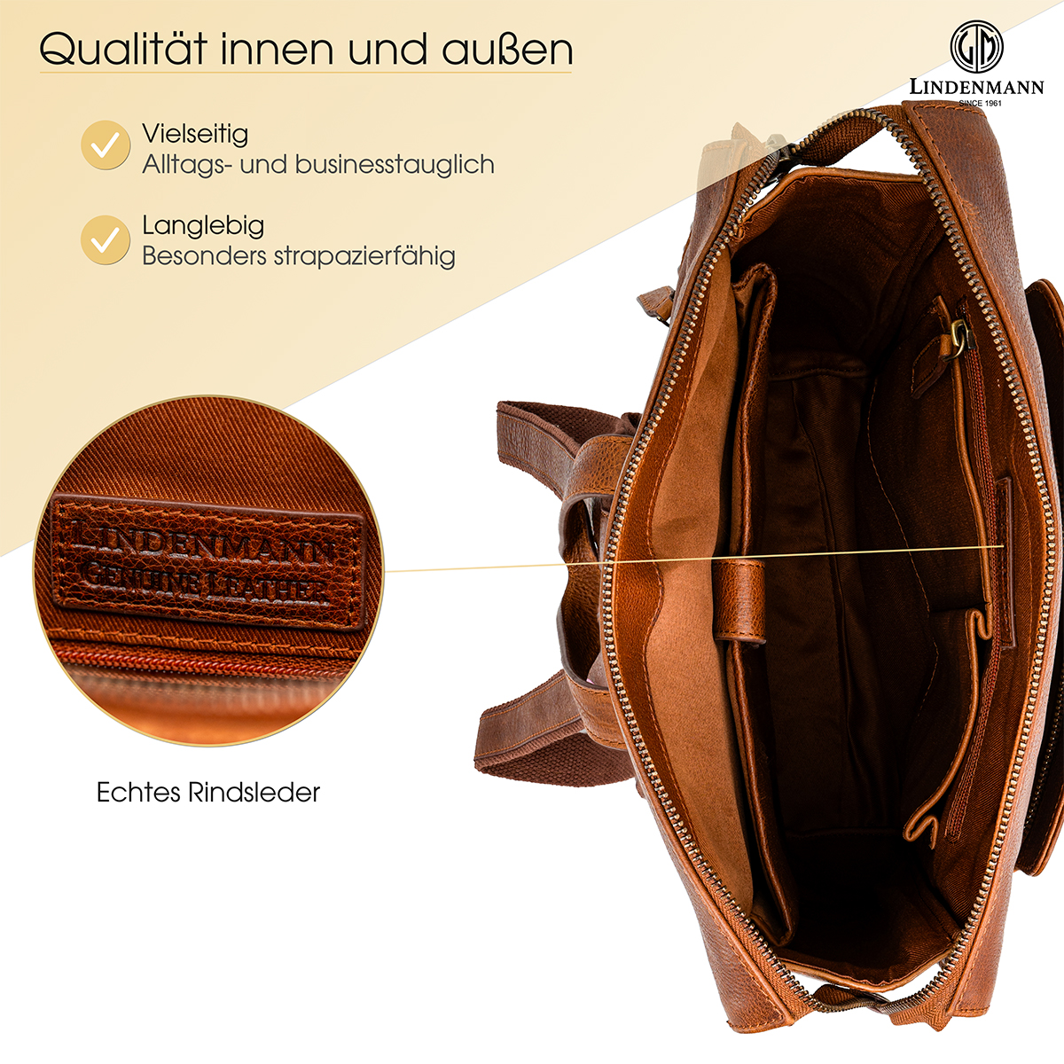 Lindenmann Rucksack cognac