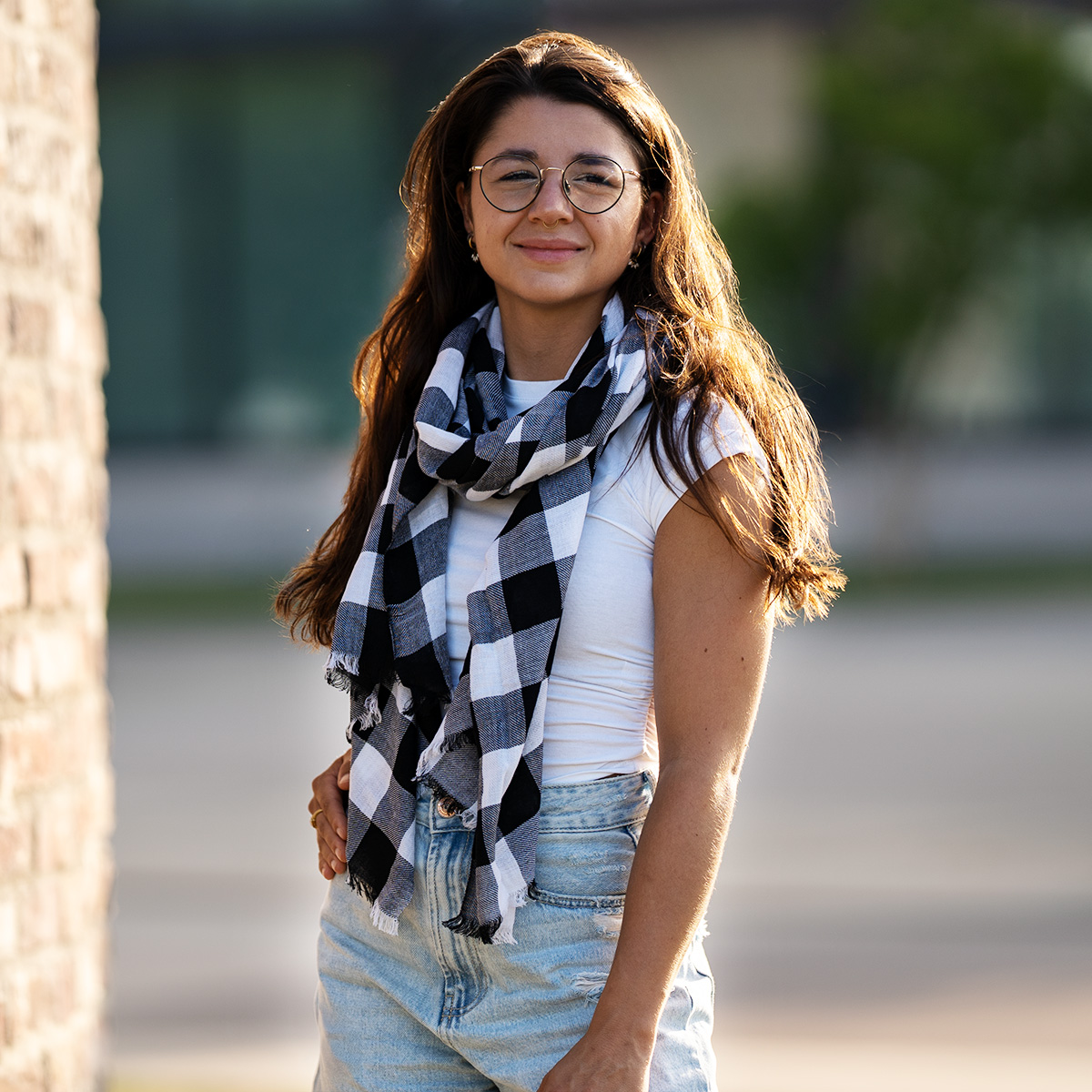 LINDENMANN Schal Damen schwarz weiss kariert