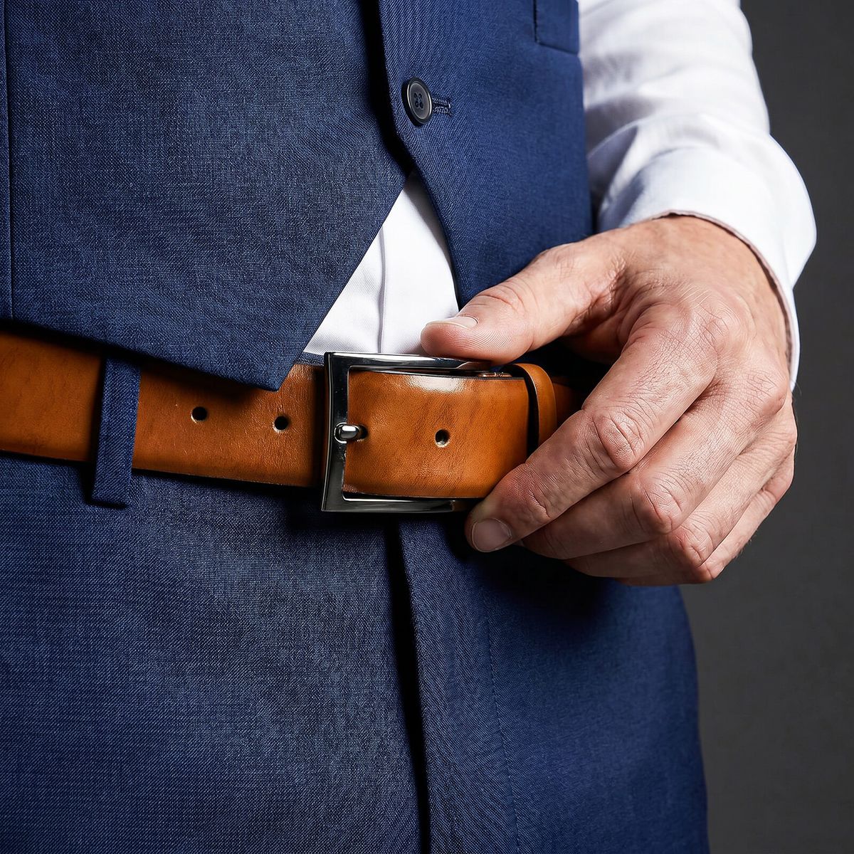 LINDENMANN Ledergürtel Herren handgefertigt cognac