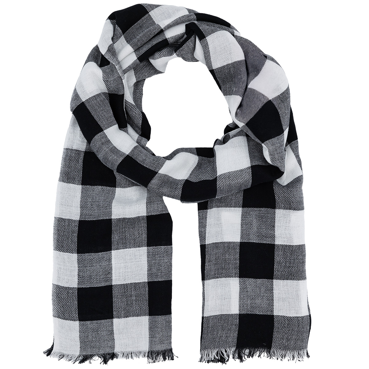 LINDENMANN Schal Damen schwarz weiss kariert