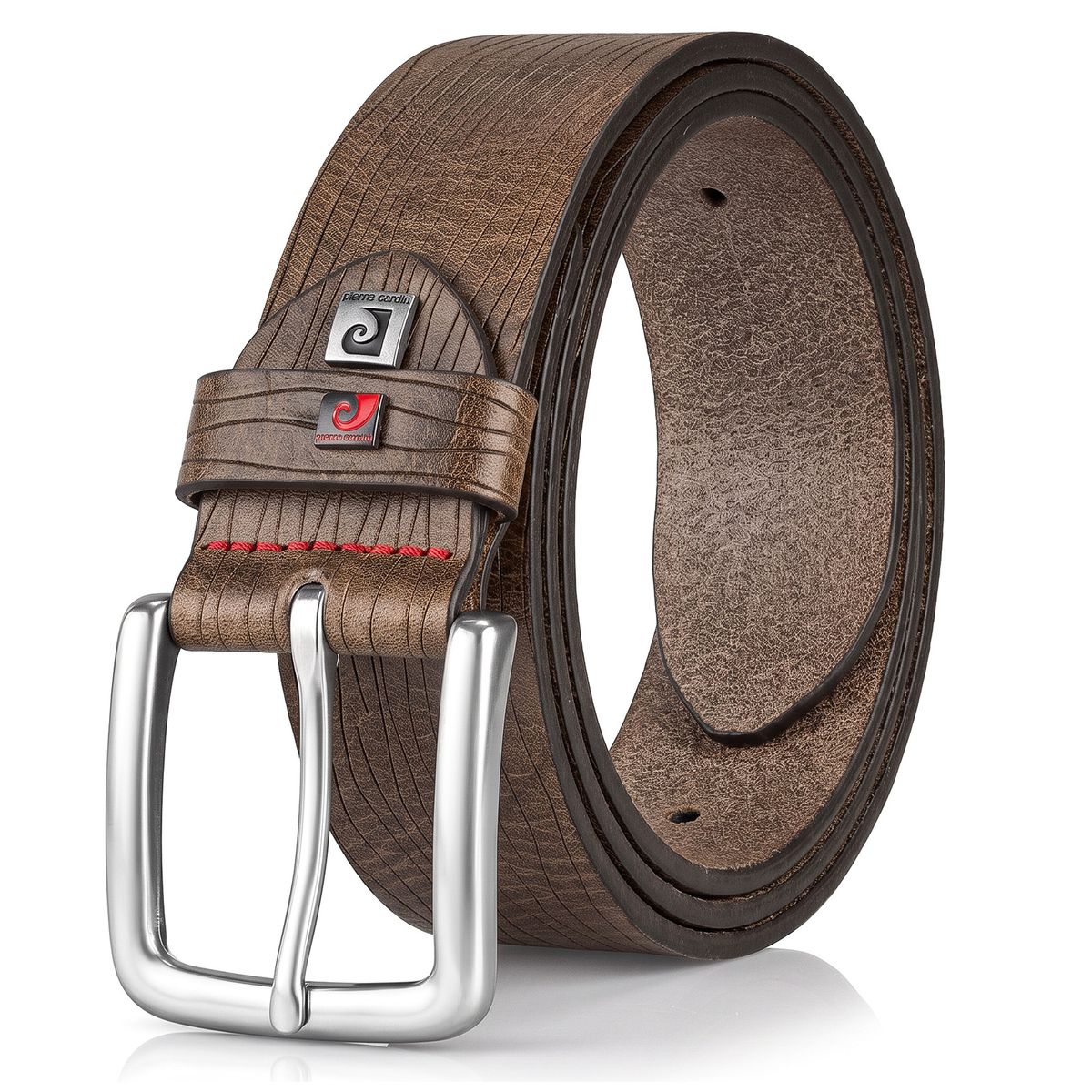Pierre Cardin Herren Vollrindechtledergürtel Herren grau