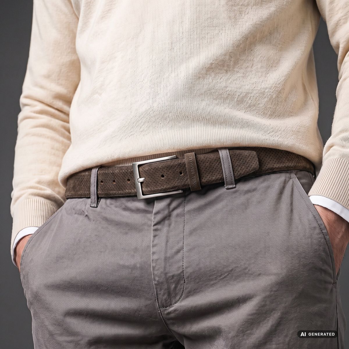 DANIEL HECHTER Herren smart casual 100% echtes Veloursledergürtel dunkelbraun