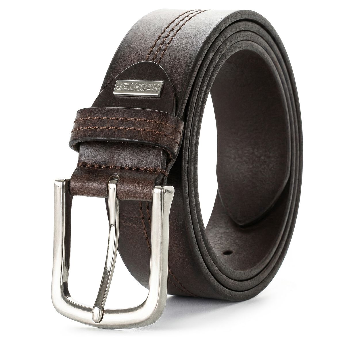 Gürtel, Ledergürtel, Braun, Schließe, Breite, HECHTER Paris Herren Casual 100% Echtledergürtel dunkelbraun