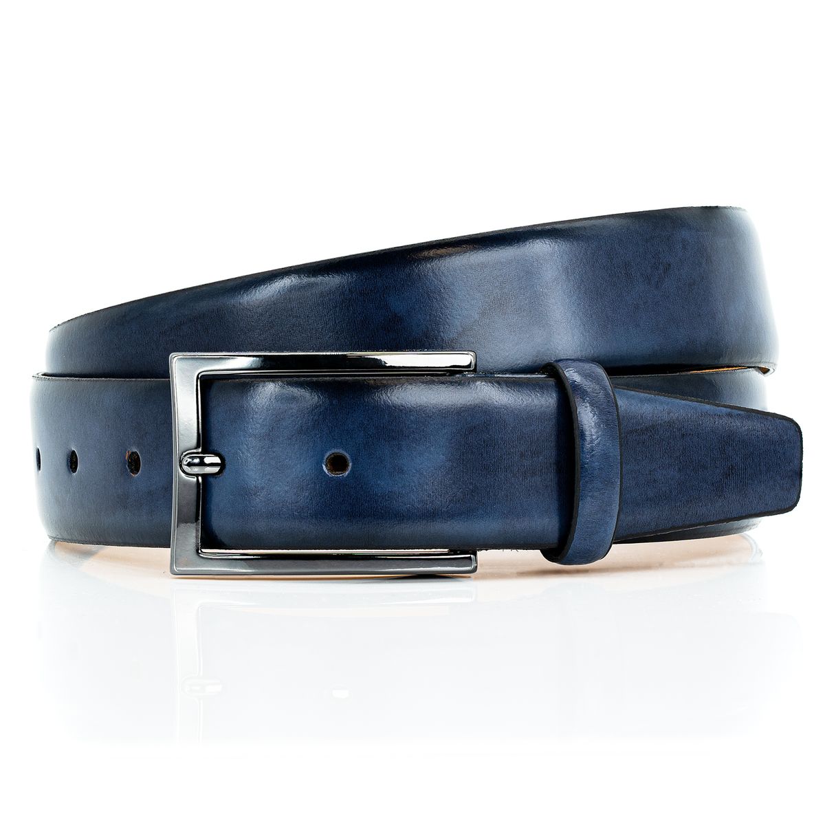 LINDENMANN Handmade Ledergürtel Herren blau LINDENMANN Ledergürtel Herren handgefertigt blau