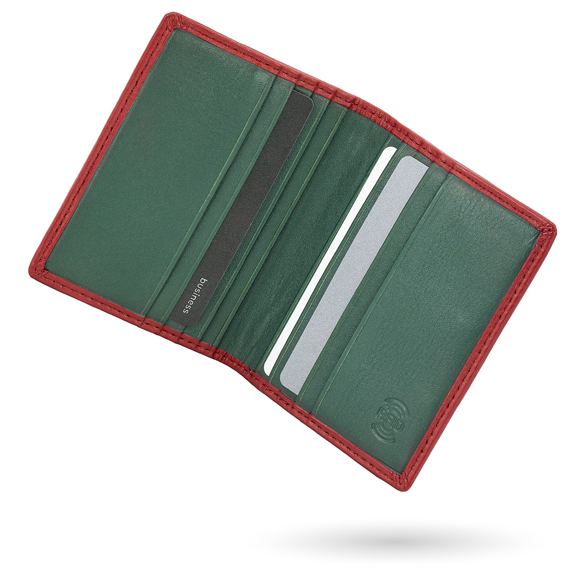 LINDENMANN Leder-Cardholder rot grün