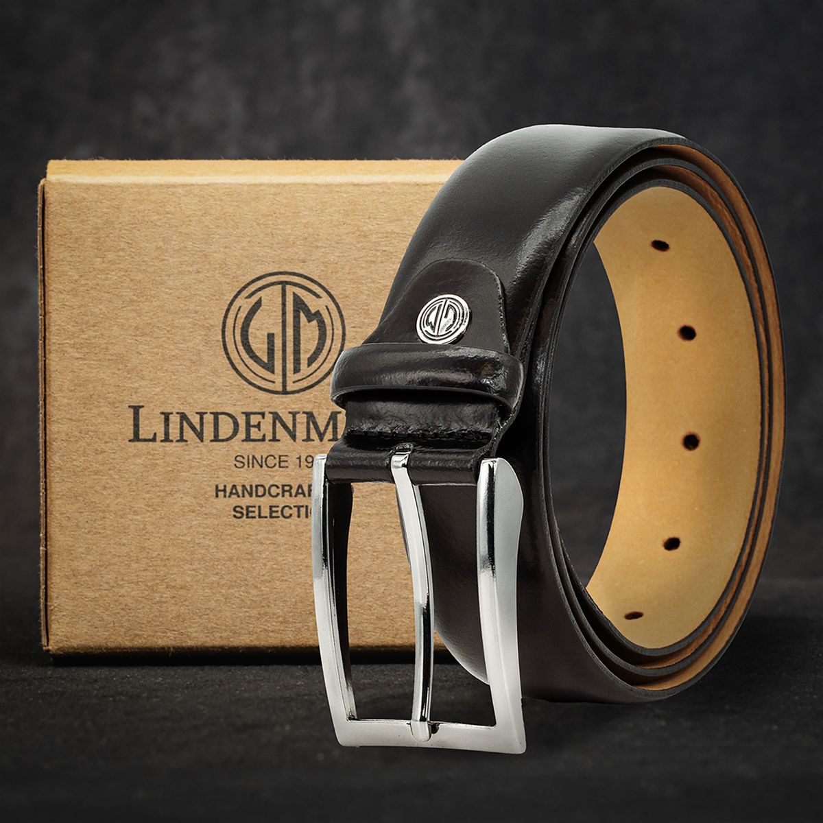 LINDENMANN Herren Ledergürtel - 35mm Breit, Vollleder, Schwarz
